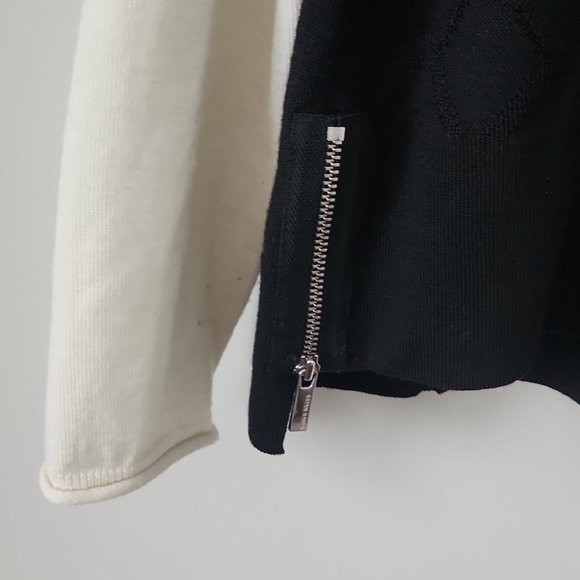 KAREN MILLEN | Wool cardigan black cream sz 4 - Picture 5 of 7